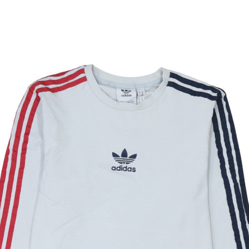 Adidas Mens White Long Sleeve Crew Neck Pullover T-Shirt XS