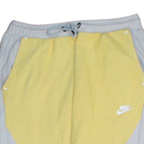 Nike Men's Grey and Yellow Jogger Trousers Size M Elastic Waist