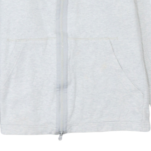 Adidas Women Grey Full Zip Hoodie Size M Cotton Blend Casual Sportswear