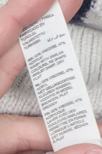 FatFace Women Beige & Navy Striped Crew Neck Jumper UK 10
