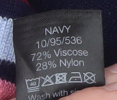 M&Co Women’s Navy Striped Crew Neck Jumper Size 14