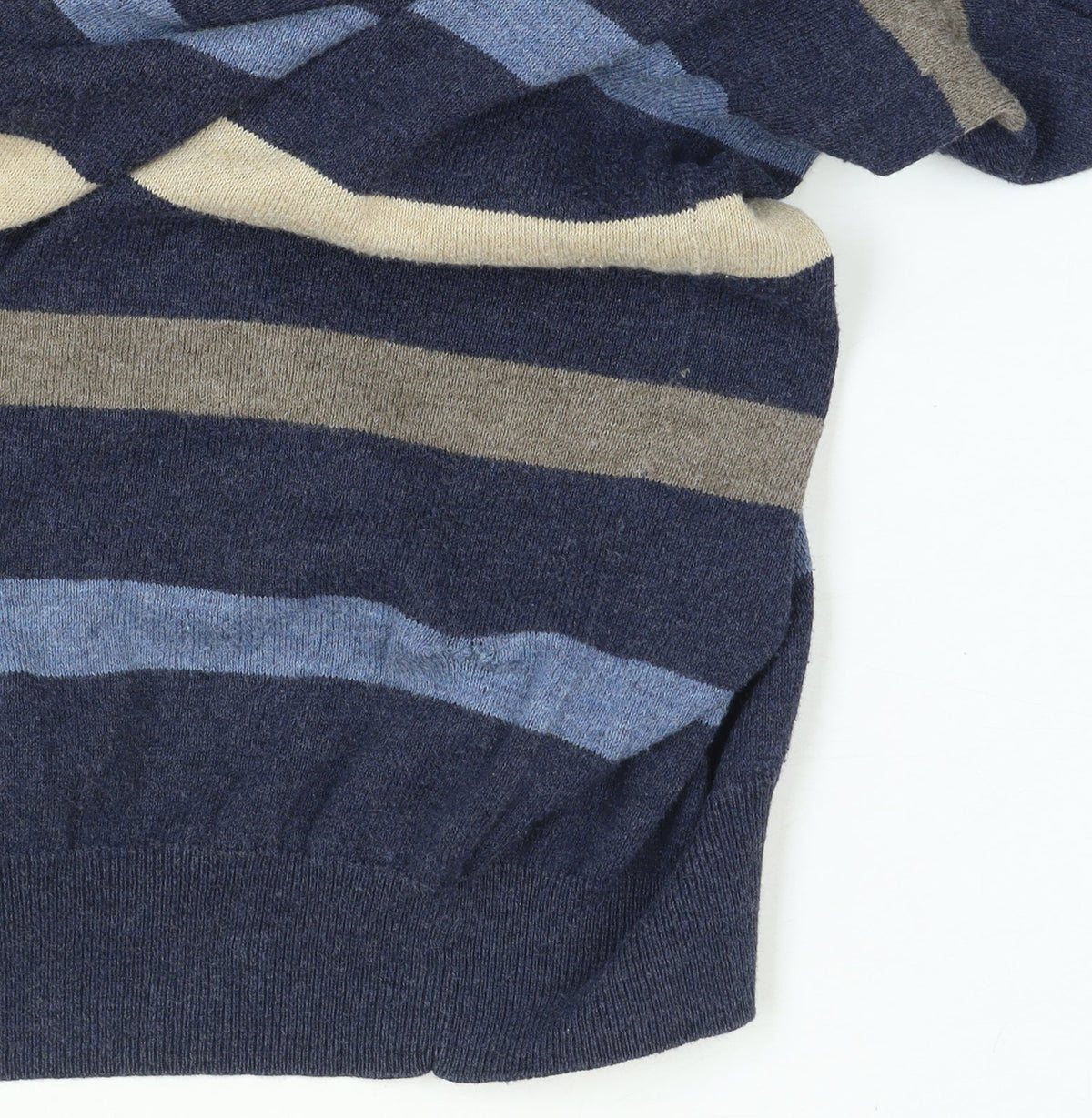 Jaeger Men's Blue Striped Cotton Crew Neck Jumper XL