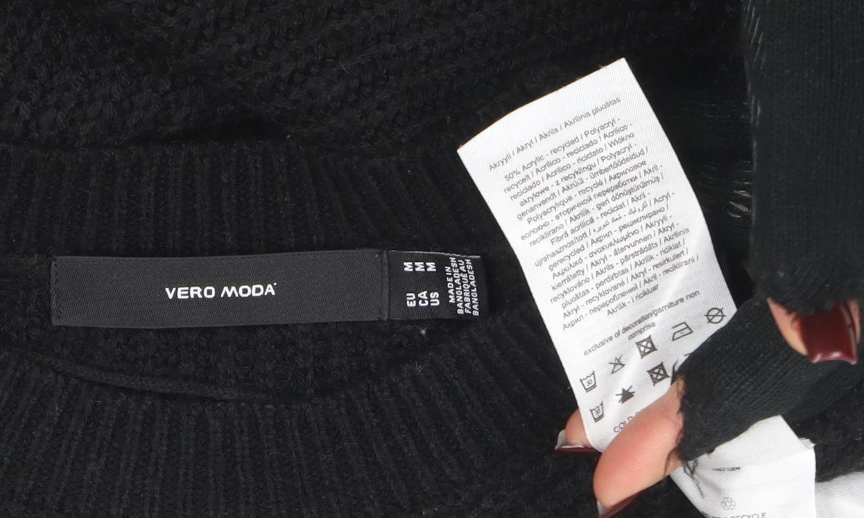 Vero Moda Women's Black Knit Sleeveless Crew Neck Vest Jumper M