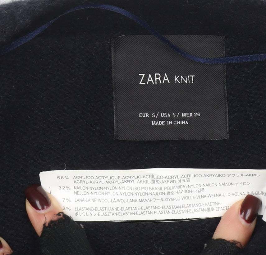 Zara Women Black Knit Open Front Cardigan Small