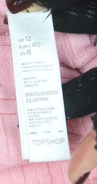 Topshop Women's Pink Cropped Knit T-Shirt Size 12