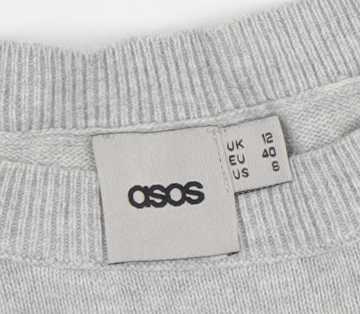 ASOS Women Grey Long Sleeve Knit Sweater Dress Size 12