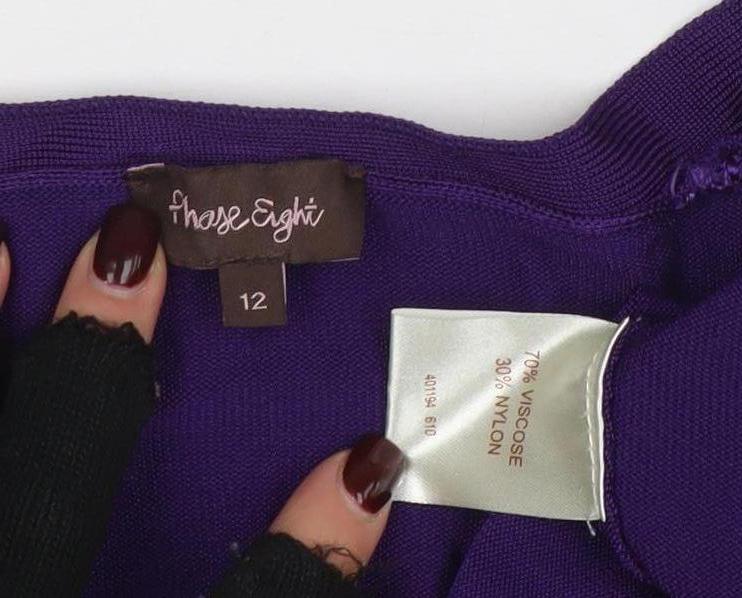 Phase Eight Women Purple Size 12 V-Neck 3/4 Sleeve Cardigan