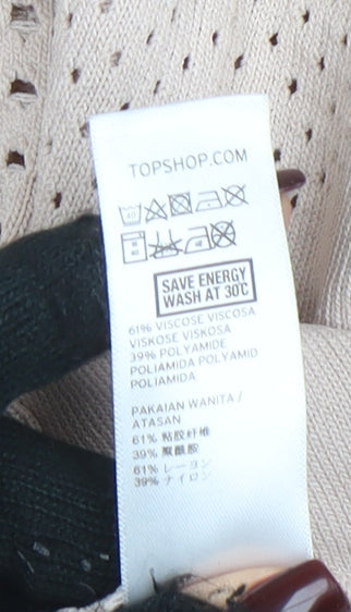 Topshop Women Beige Cold Shoulder Knit Blouse Size 8