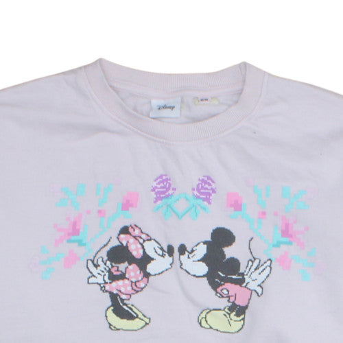 Disney Womens Pink Mickey & Minnie Cotton Sweatshirt Size 10 M