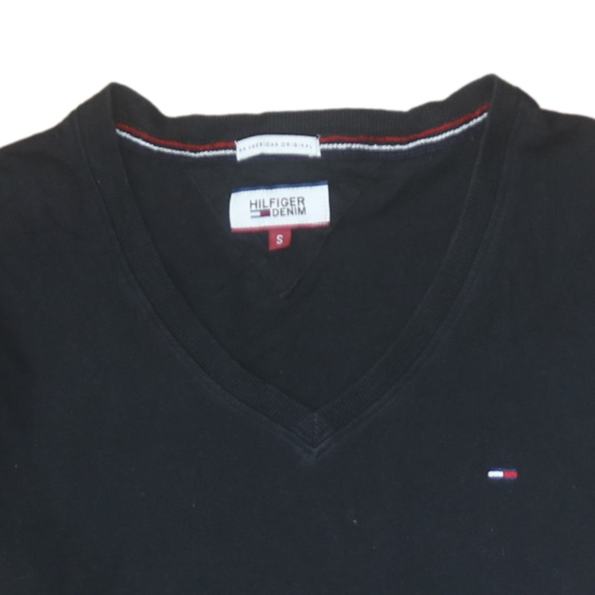 Tommy Hilfiger Denim Men's Black V-Neck Cotton T-Shirt Size S