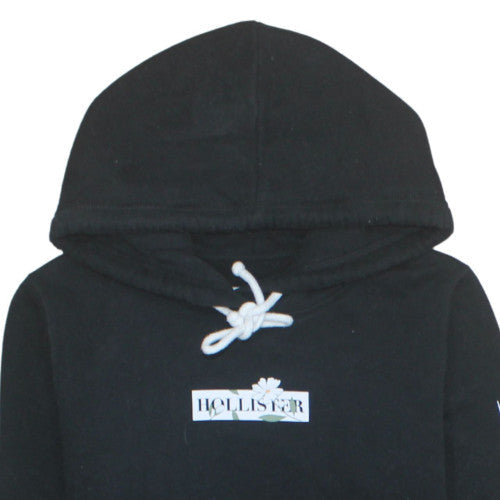 Hollister Womens Black Small Pullover Hoodie with Logo Detail