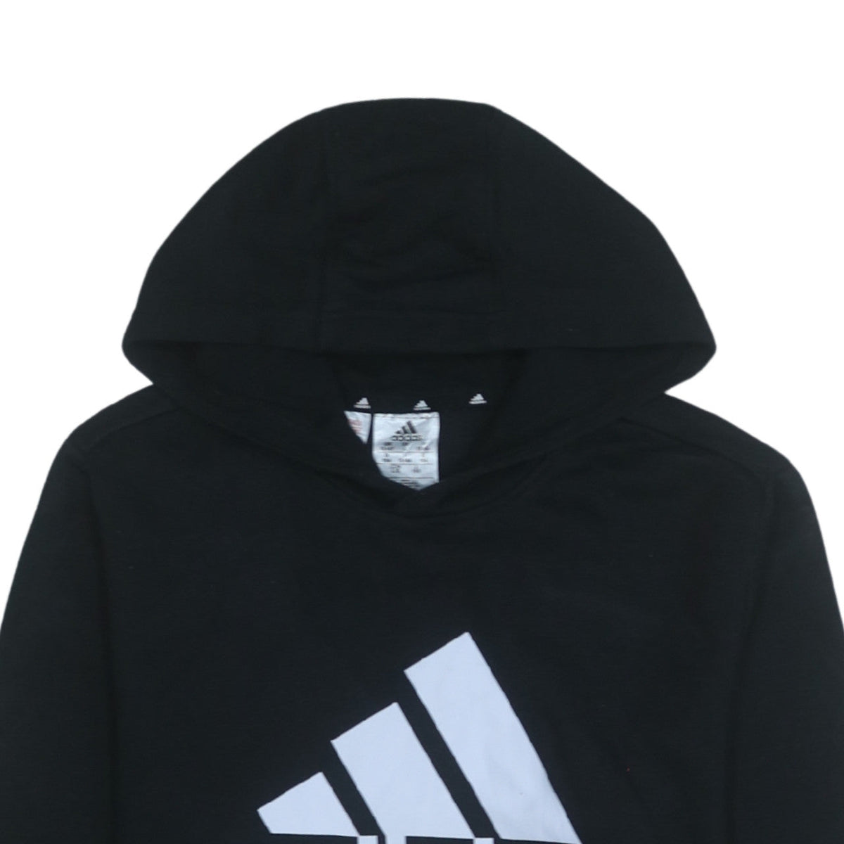 Adidas Boys Black Pullover Hoodie 13-14 Years Cotton Blend Logo Print