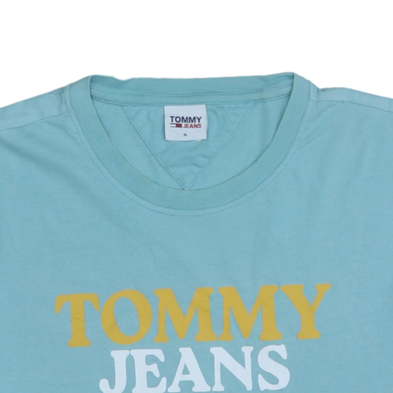 Tommy Jeans Men's Blue Graphic Logo T-Shirt XL Cotton Crew Neck
