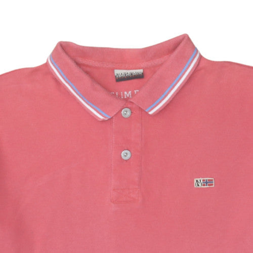 Napapijri Mens Pink Short Sleeve Slim Fit Polo Shirt Size L