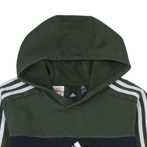 Adidas Boys Green Pullover Hoodie 13-14 Years Fleece Logo Sweatshirt