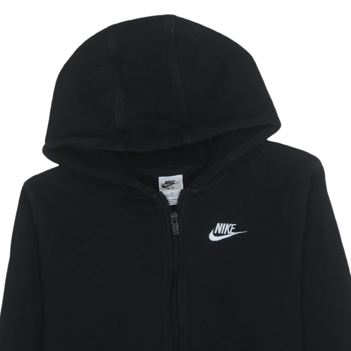 Nike Boys Black XL Full Zip Hoodie with Logo - Classic Fleece Sweatshirt