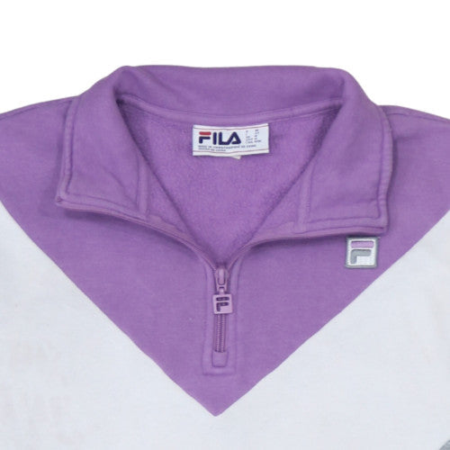 Fila Womens Grey Purple 1/4 Zip Colourblock Sweatshirt Size M