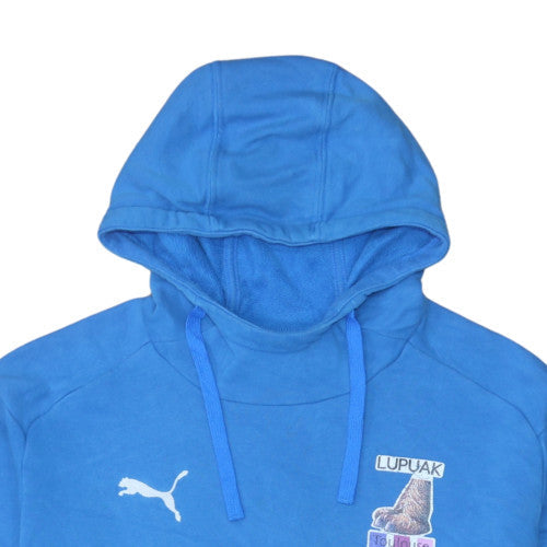 Puma Men's Blue Pullover Hoodie Size L Embroidered Logo Sportswear
