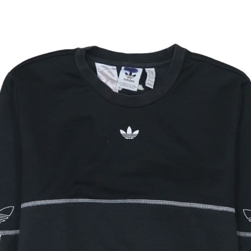 Adidas Boys Black Crew Neck Pullover Sweatshirt 13-14 Years Classic Style