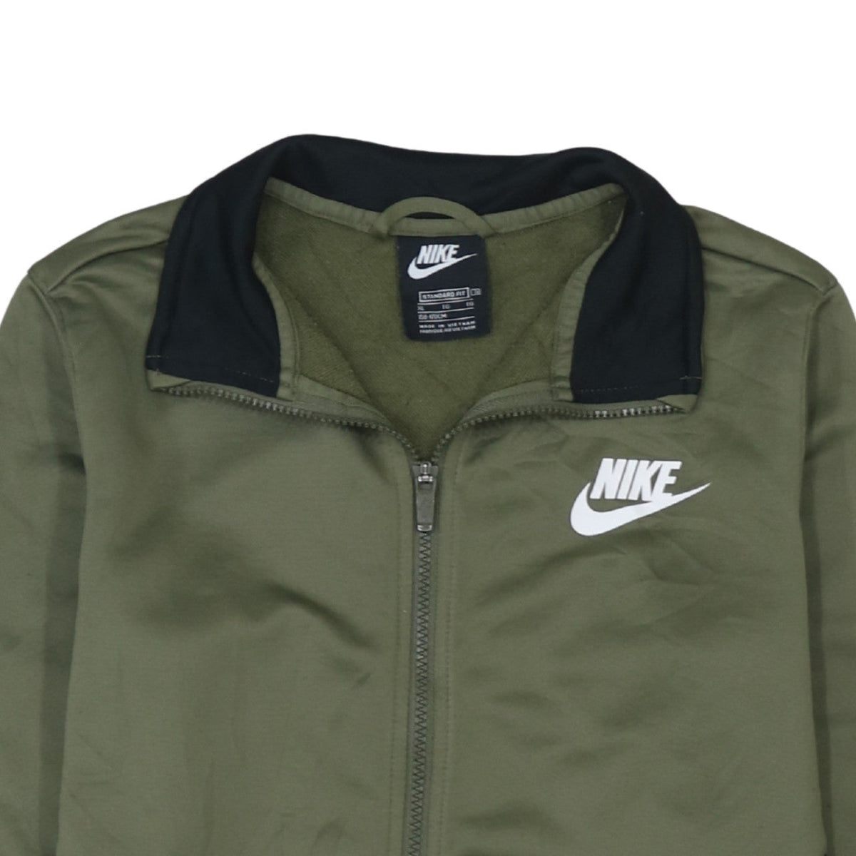 Nike Boys Green Track Jacket XL 158-170cm Zip Up Colourblock Sportswear