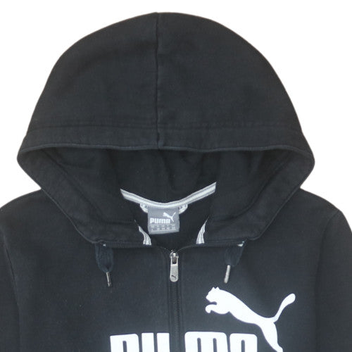 Puma Women's Black Full Zip Hoodie Size 14 L Logo Cotton Blend