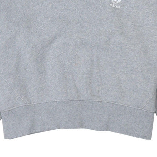 Adidas Women Grey Hooded Pullover Crop Sweatshirt UK 6 XS