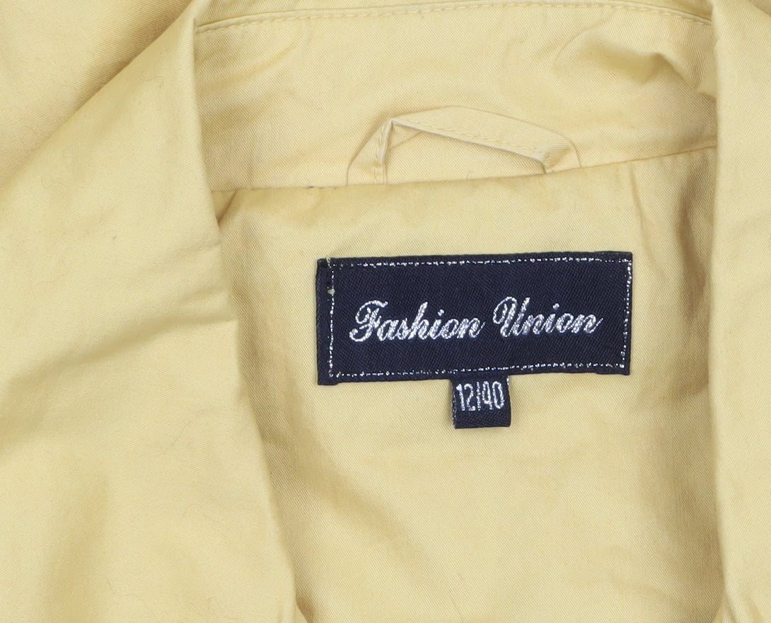 Fashion Union Womens Yellow Cotton Pea Coat Jacket Size 12