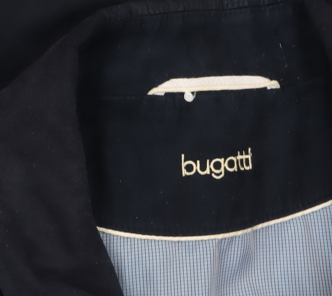 Bugatti Men's Blue Polyester Mid-Length Overcoat Jacket Size 56