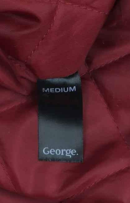George Women's Red Parka Coat Faux Fur Hooded Size M