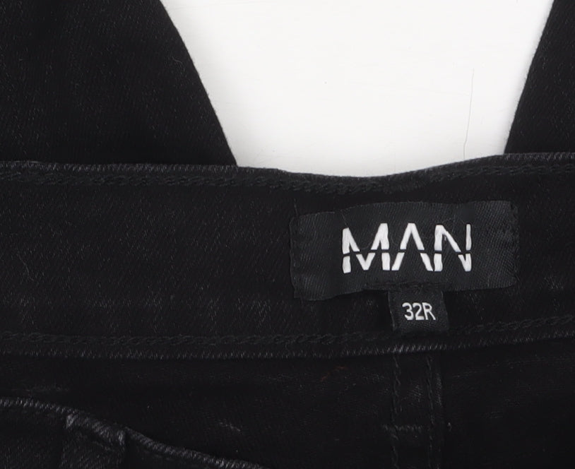 BoohooMAN Men's Black Distressed Skinny Jeans Size 32R