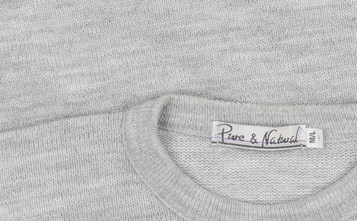 Pure & Natural Womens Grey Fair Isle Knit Jumper M