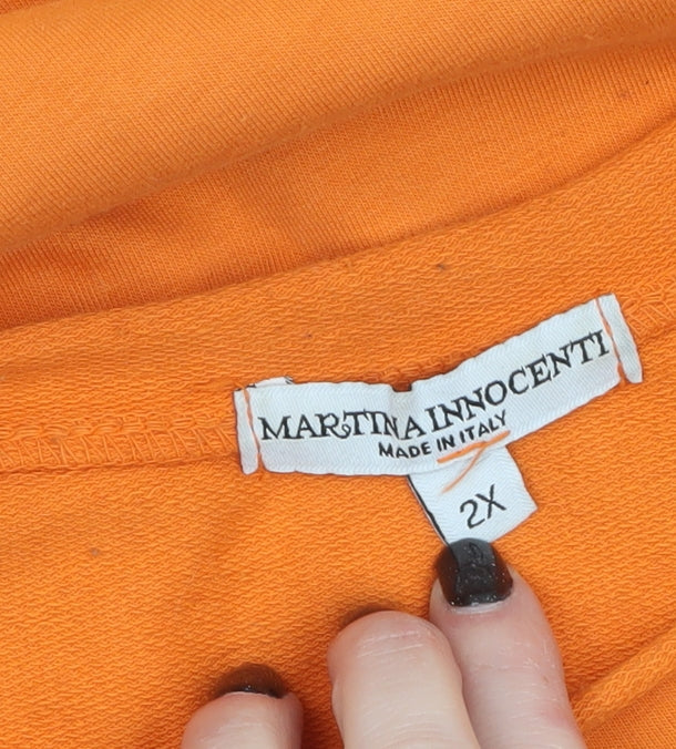 Martina Innocenti Women's Orange Sequin Shoulder Long Sleeve T-Shirt 2XL