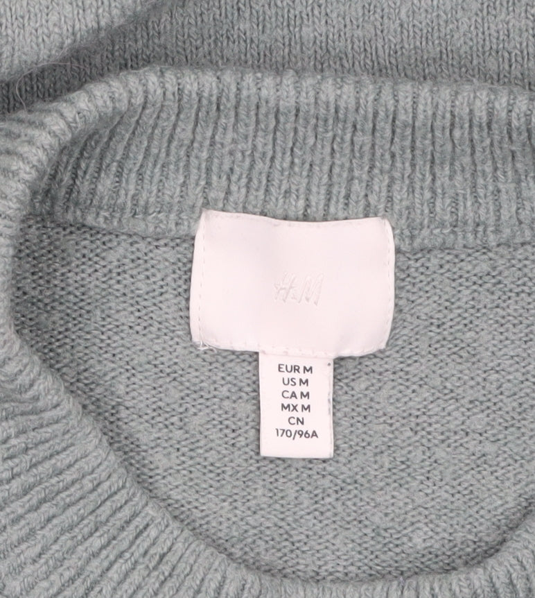 H&M Women’s Green Beaded Mock Neck Pullover Jumper Size 12