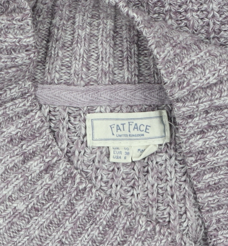 FatFace Women's Purple High Neck Chunky Knit Jumper Size 10