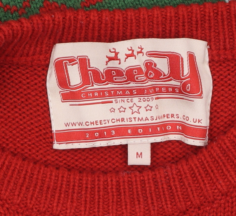 Cheesy Christmas Jumpers Men's Green M Fair Isle Reindeer Pullover