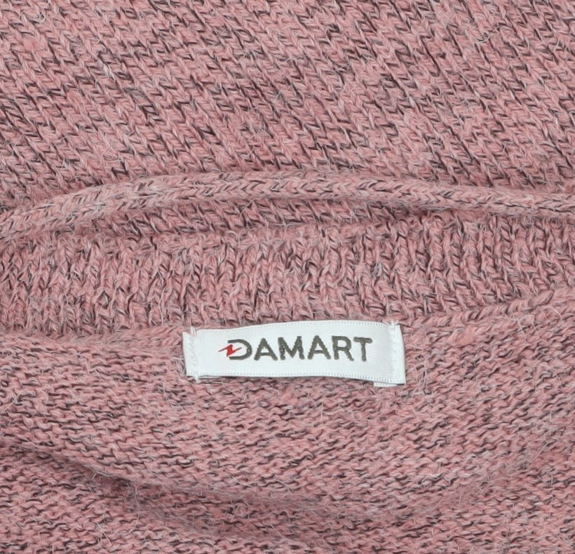 Damart Women Pink Medium 14/16 Embroidered V-Neck 3/4 Sleeve Jumper