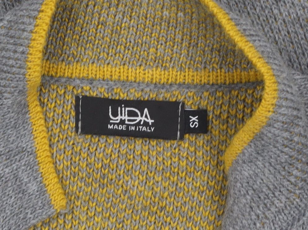 UIDA Women Grey Cardigan XS Wool Blend Button Knit Jumper