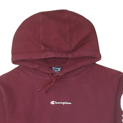 Champion Men's Red Pullover Hoodie Small Logo Fleece Sweatshirt