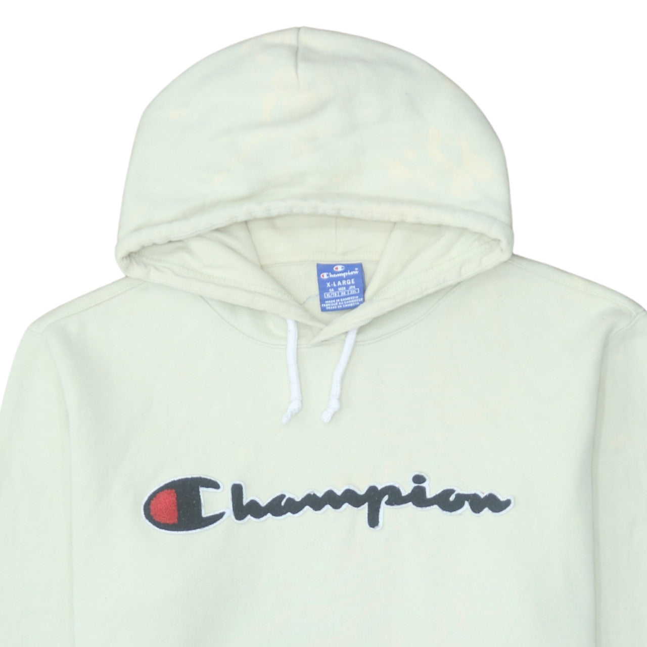 Champion Women's Beige XL Pullover Hoodie 100% Cotton Logo Hooded Sweatshirt
