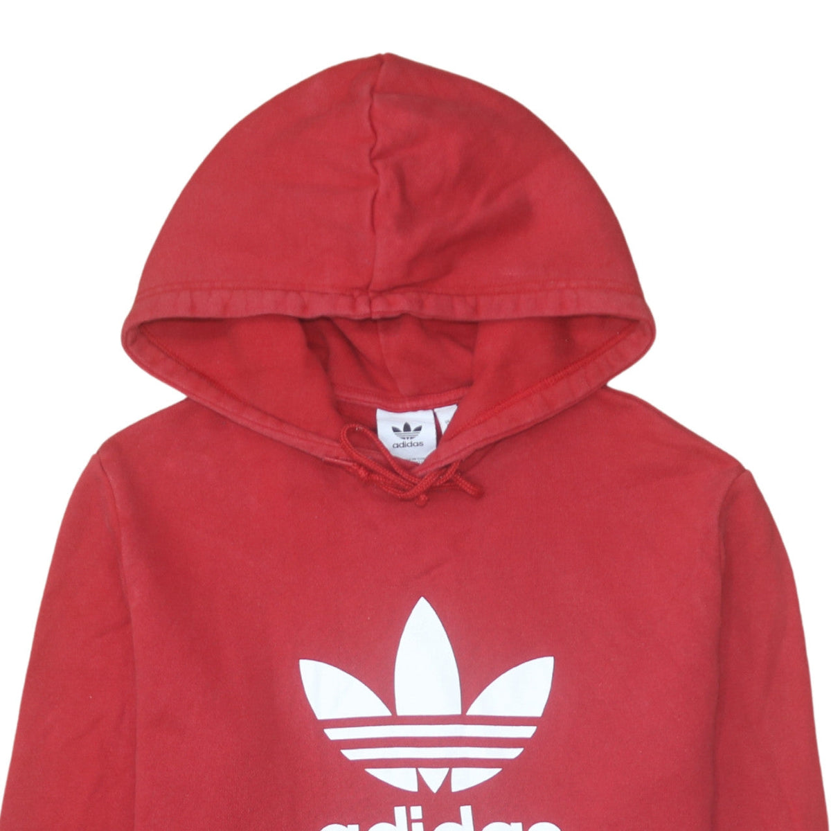 Adidas Mens Red Pullover Hoodie M Sports Fleece Logo Sweatshirt