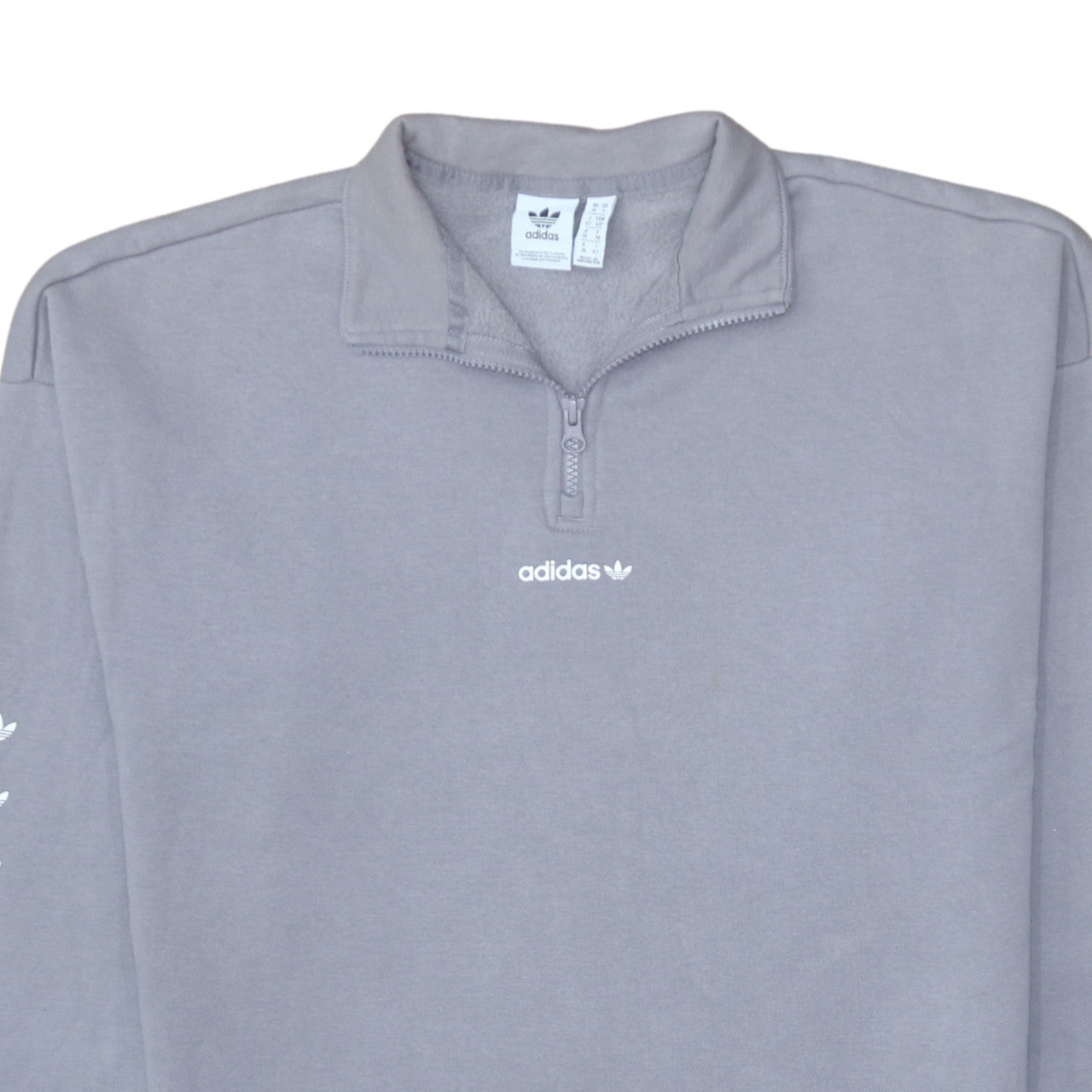 Adidas Women Grey 1/2 Zip Sweatshirt Size 10 Classic Logo Pullover