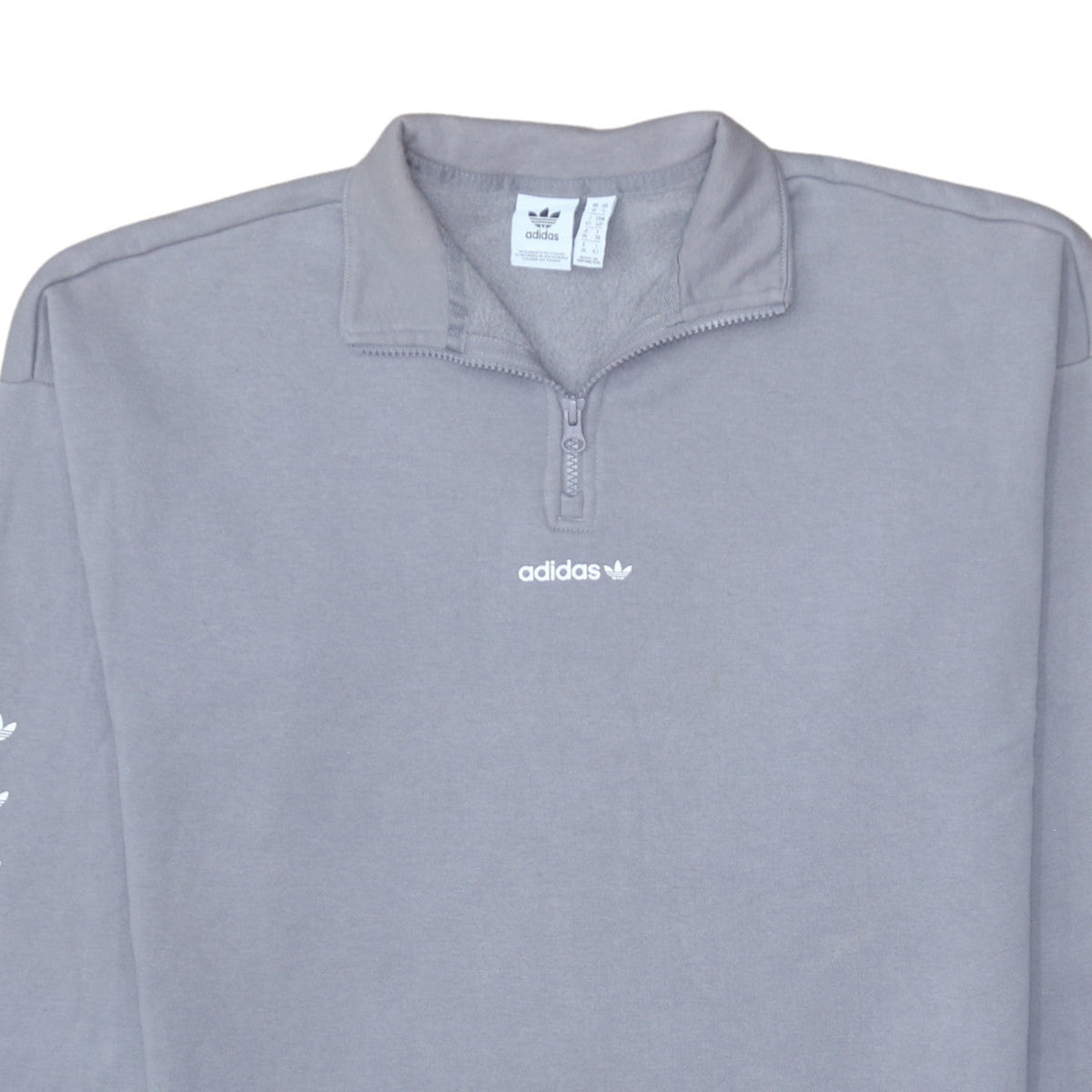 Adidas Women Grey 1/2 Zip Sweatshirt Size 10 Classic Logo Pullover