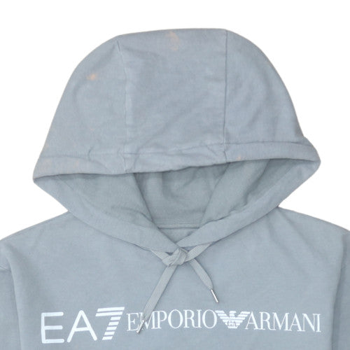 Emporio Armani EA7 Men's Grey Pullover Hoodie Size S Logo Sweatshirt