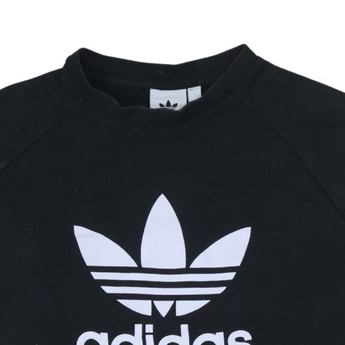 Adidas Men's Black Crew Neck Sweatshirt L Logo Print Pullover