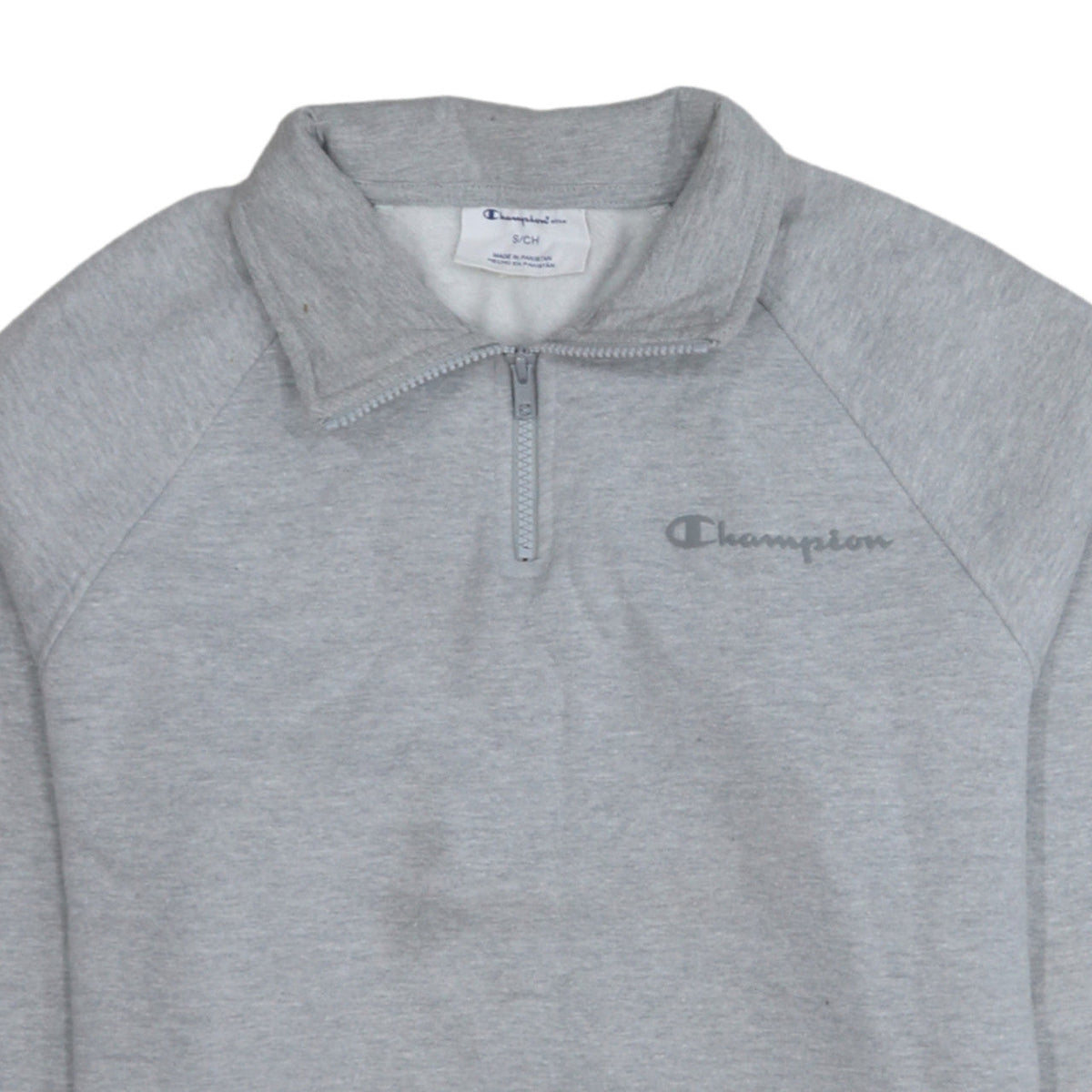 Champion Men's Grey 1/2 Zip Fleece Sweatshirt Size S