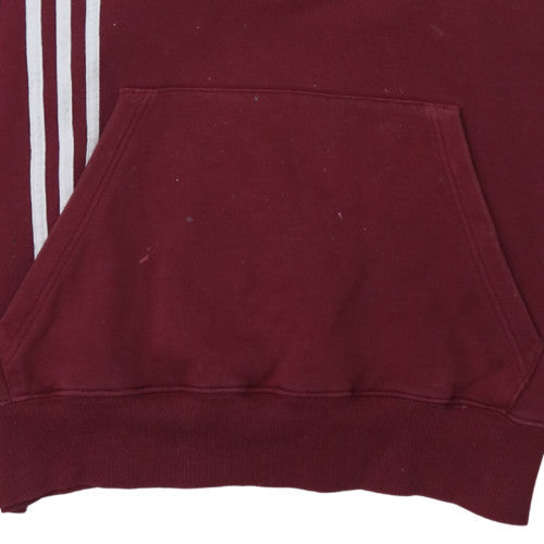 Adidas Men's Burgundy Hoodie L Pullover Fleece All Seasons Sportswear