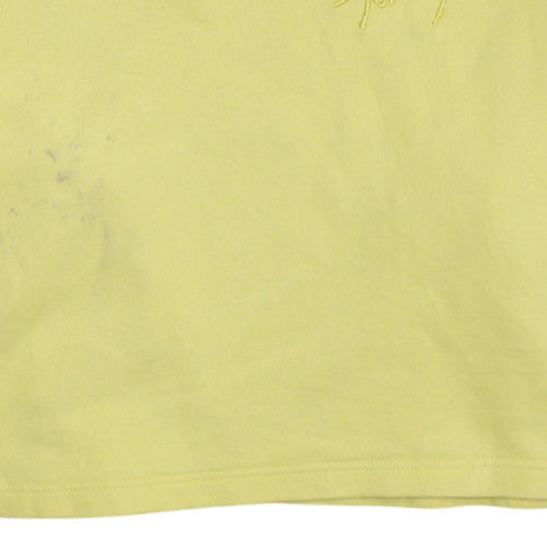 Tommy Jeans Womens Yellow Crew Neck Cropped Sweatshirt M