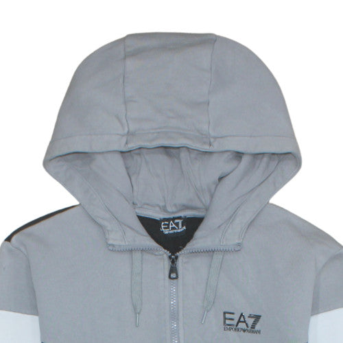 Emporio Armani EA7 Men's Grey Black Full Zip Hoodie Size M