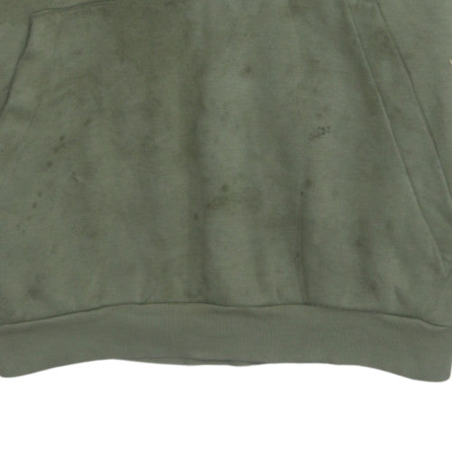 Adidas Mens Green Pullover Hoodie L Logo Fleece Sportswear