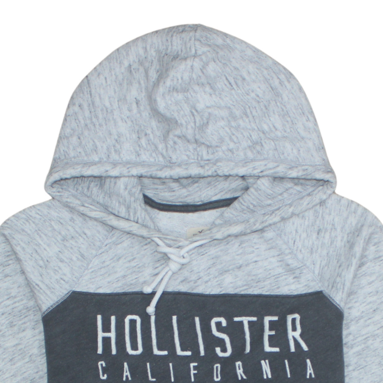 Hollister Men’s Grey Pullover Hoodie L Logo Print Fleece Sweatshirt